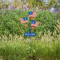 Glitzhome® 42" Patriotic Welcome Metal Flags Yard Stake