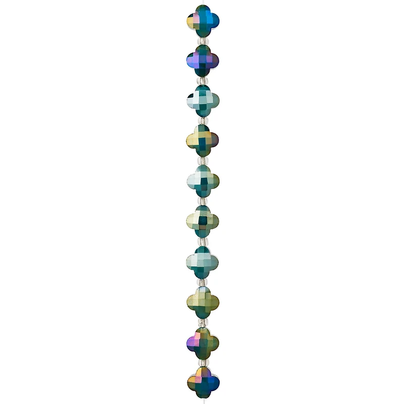 12 Pack: 12mm Turquoise Glass Cross Faceted Beads by Bead Landing™