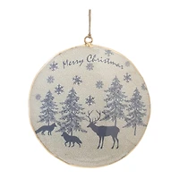 6" Metal Woodland Animal Merry Christmas Disc Ornaments, 6ct.