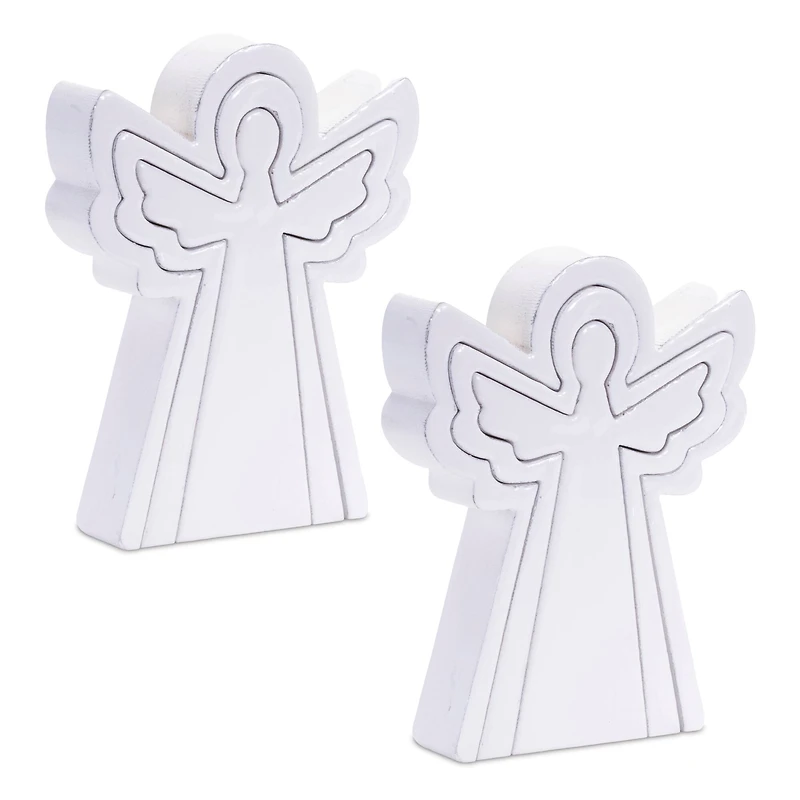 8" White Wood Angel Nesting Display Set