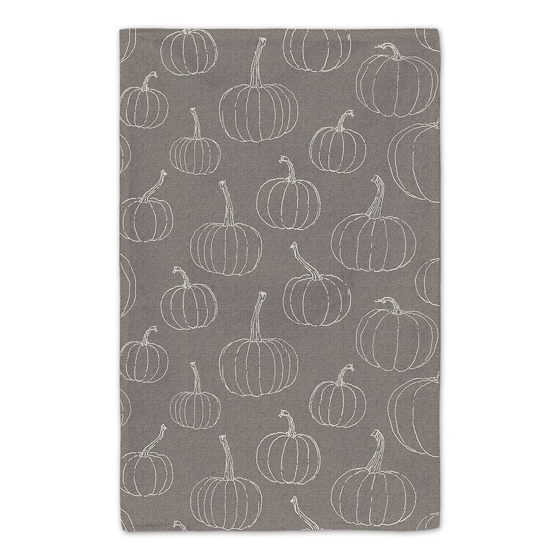 Grateful Hearts Gray Pumpkin Tea Towel Set