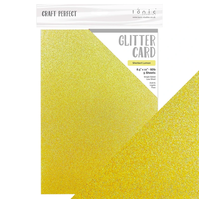 Craft Perfect Sherbert Lemon Glitter Cardstock, 8.5" x 11"
