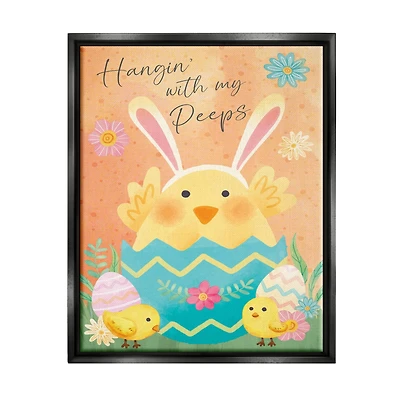 Stupell Industries Hangin' With My Peeps Easter Egg Chicks Floater Framed Art