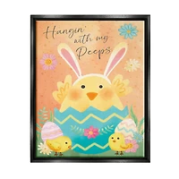 Stupell Industries Hangin' With My Peeps Easter Egg Chicks Floater Framed Art