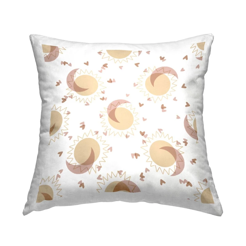 Stupell Industries Astral Sun Moon Overlapping Hearts Pattern Throw Pillow, 18" x 18"
