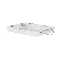 White Wood Coastal Tray Set
