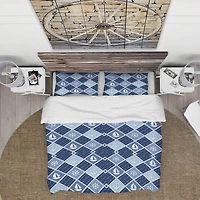 Designart 'Anchor and sailboat on blue waves' Coastal Bedding Set