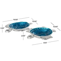 Blue Aluminum Metal Turtle Enameled Decorative Bowls, 2ct.