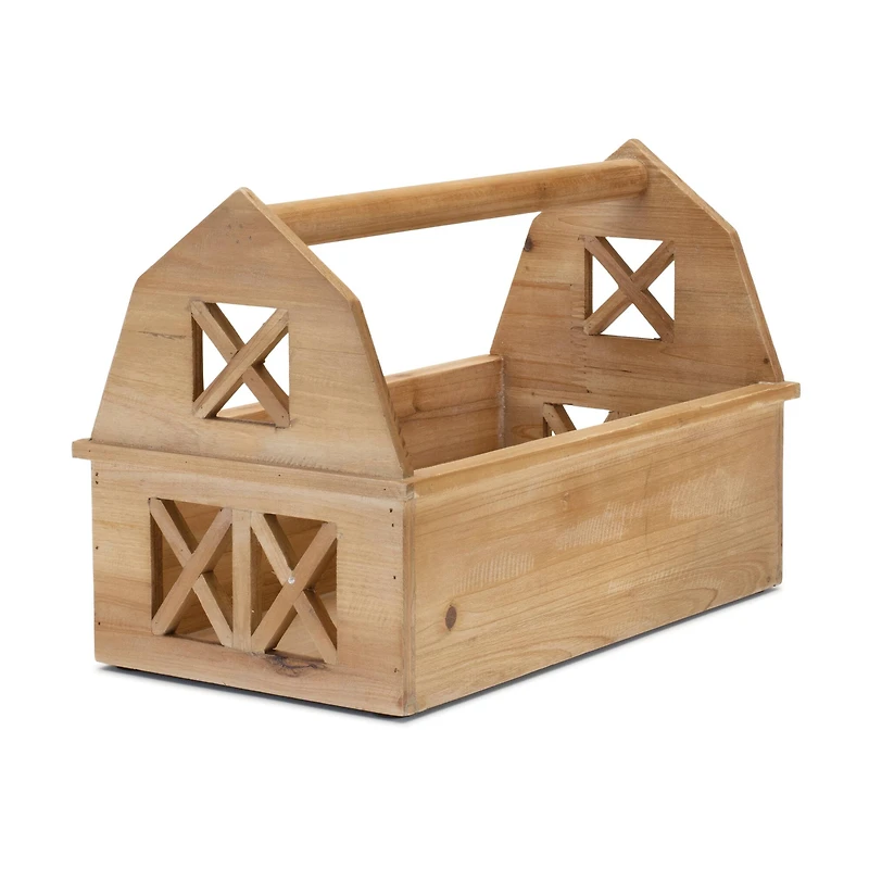15.25" Natural Wood Barn Caddy Tray