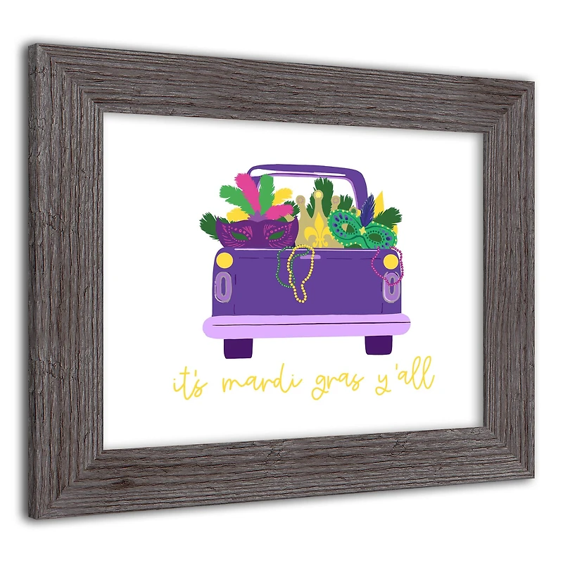 Truck Mardi Gras Yall Western Gray Framed Print