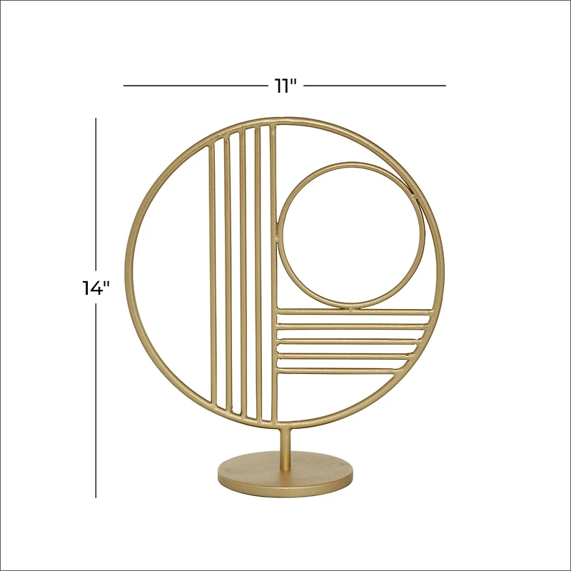 14" Gold Metal Contemporary Abstract Sculpture