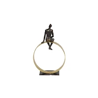 Black Resin Modern Sculpture, Man 15" x 9" x 5"