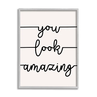 Stupell Industries You Look Amazing Phrase Abstract Line Typography Framed Wall Art