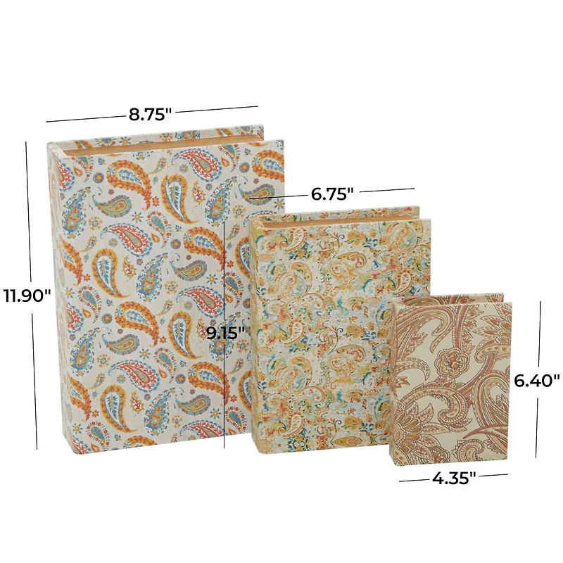 Paisley Canvas Faux Book Box Set