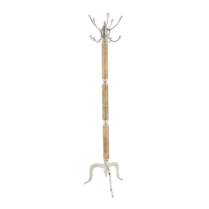 Silver Mango Wood Traditional Coat Rack, 72" x  19" x  19"