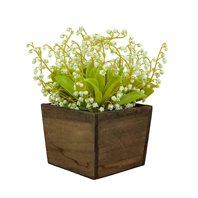 10" Lily-Of-The-Valley Flowers In Wood Box