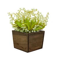 10" Lily-Of-The-Valley Flowers In Wood Box