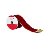 2.5" x 15ft. Red & Gold Wired Velvet Ribbon by Celebrate It®