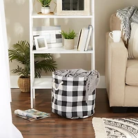 DII® Large Round White/Black Buffalo Check Polyester Bin