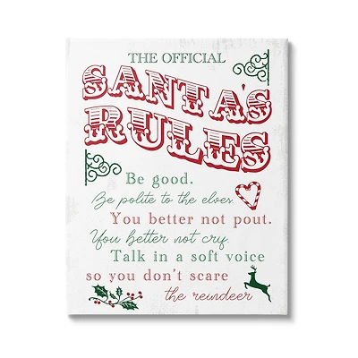 Stupell Industries Official Santa's Rules Christmas List Canvas Wall Art