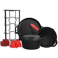 MegaChef 12 Piece Round PreSeasoned Cast Iron Cookware Set