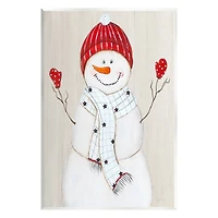 Stupell Industries Seasonal Snowman Smiling Red Hat Wall Plaque Art