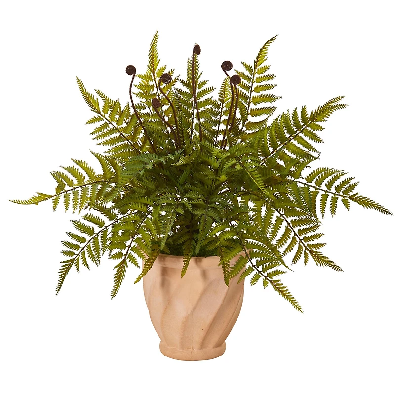 22" Fern in Orange Planter