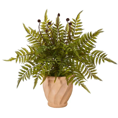22" Fern in Orange Planter
