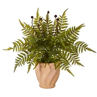 22" Fern in Orange Planter