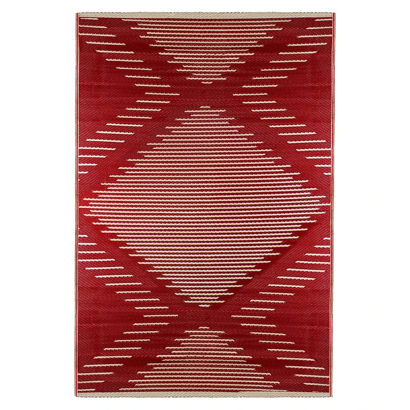 Red & Beige Tribal Outdoor Area Rug, 4ft. x 6ft.