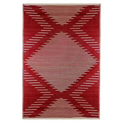 Red & Beige Tribal Outdoor Area Rug, 4ft. x 6ft.