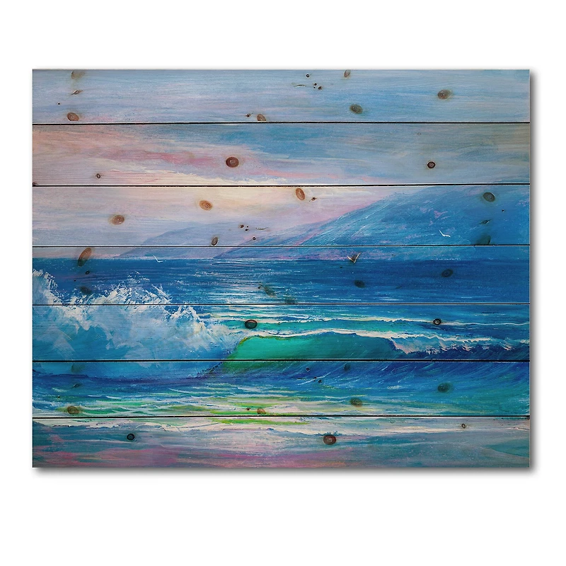 Designart - Blue Waves Breaking At The Beach II