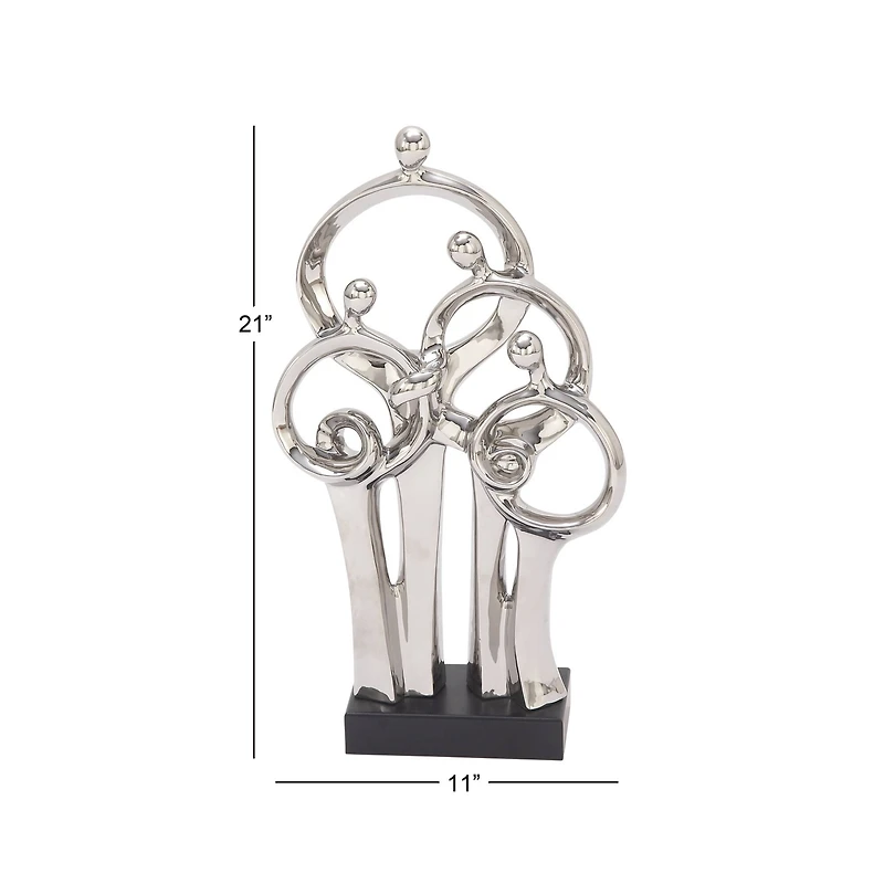 21" Silver Porcelain Family Sculpture