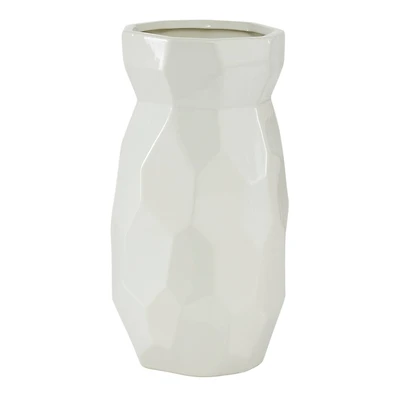CosmoLiving by Cosmopolitan White Ceramic Modern Vase, 12" x 6" x 6"