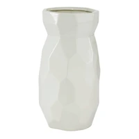 CosmoLiving by Cosmopolitan White Ceramic Modern Vase, 12" x 6" x 6"