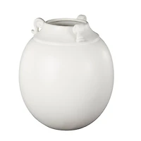 11" White Ceramic Minimalistic Vase with Scroll Handles