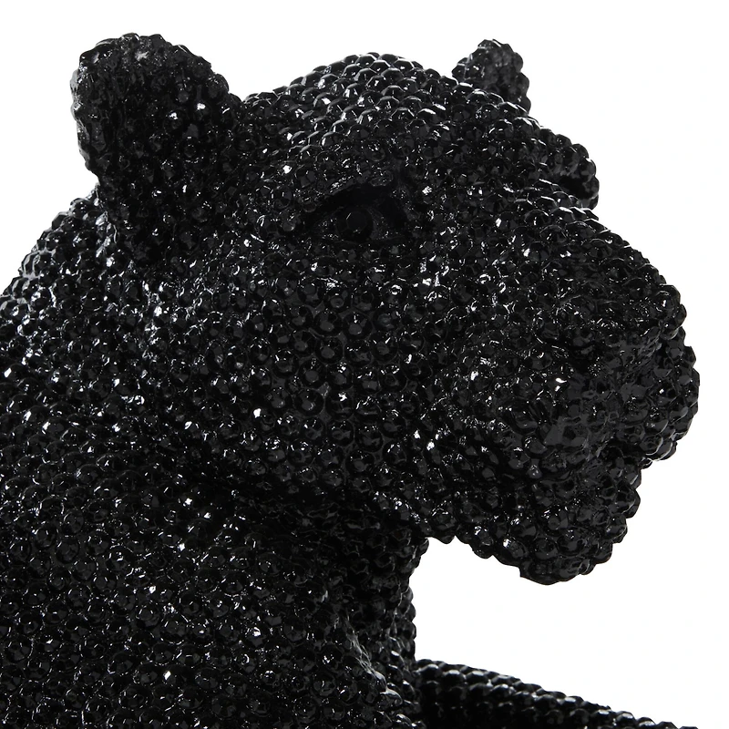 39" Black Glam Leopard Sculpture