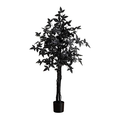 4ft. Artificial Halloween Black Maple Tree with Natural Trunk