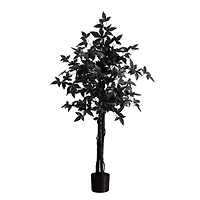 4ft. Artificial Halloween Black Maple Tree with Natural Trunk