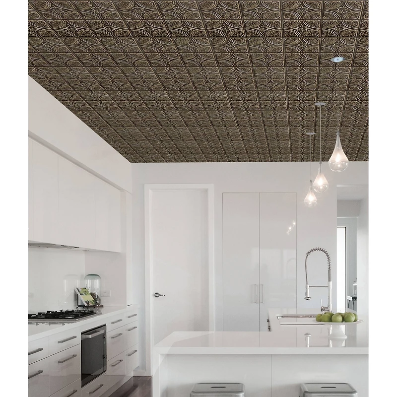 InHome Camden Antique Bronze Tin Peel & Stick Backsplash Tiles