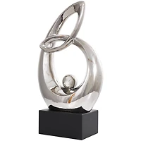 25" Silver Abstract Looped Ceramic Sculpture