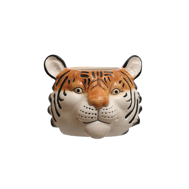 Hello Honey® 6" Round Ceramic Tiger Head Planter
