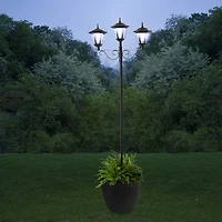 Glitzhome® 6ft. Solar Three Head Street Light with Planter Pot