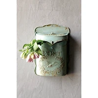 Hello Honey® Aqua Embossed Tin Post Box with Distressed Finish Wall Décor