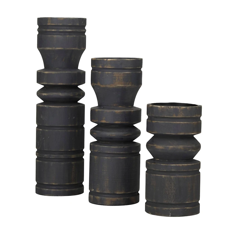Black Traditional Candle Holder Set