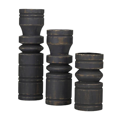 Black Traditional Candle Holder Set