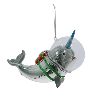 5.25" Narwhal in Space Glass Ornament by Ashland®