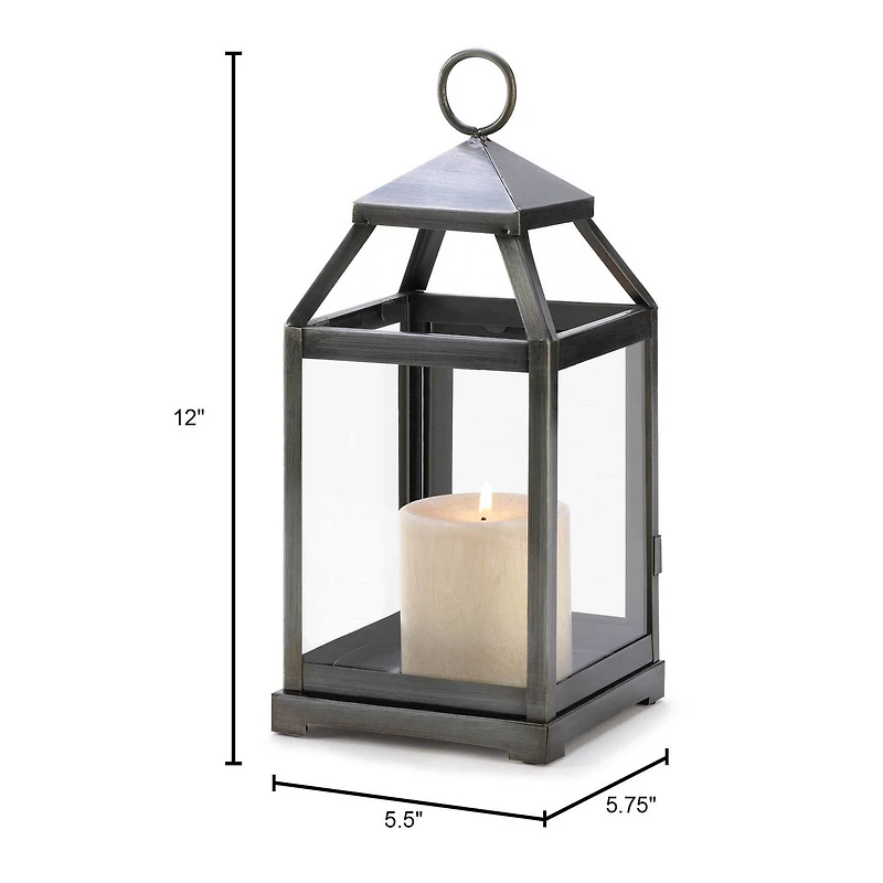 12" Rustic Silver Contemporary Lantern
