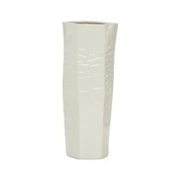 White Ceramic Contemporary Vase, 16" x 6" x 6"