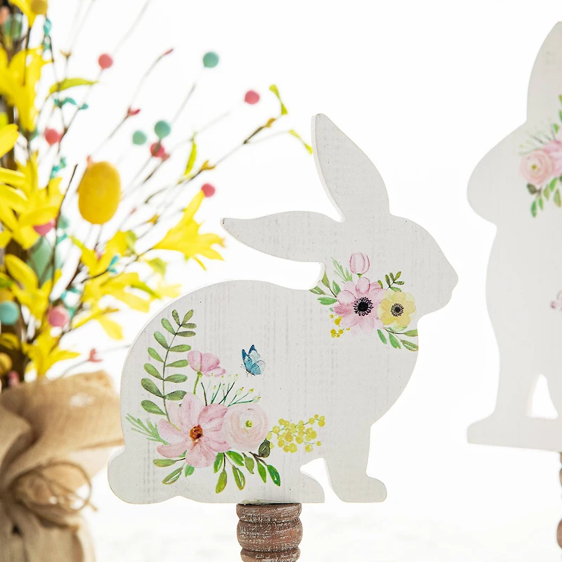 Glitzhome® 12.5" Easter Wooden Bunny Table Décor Set